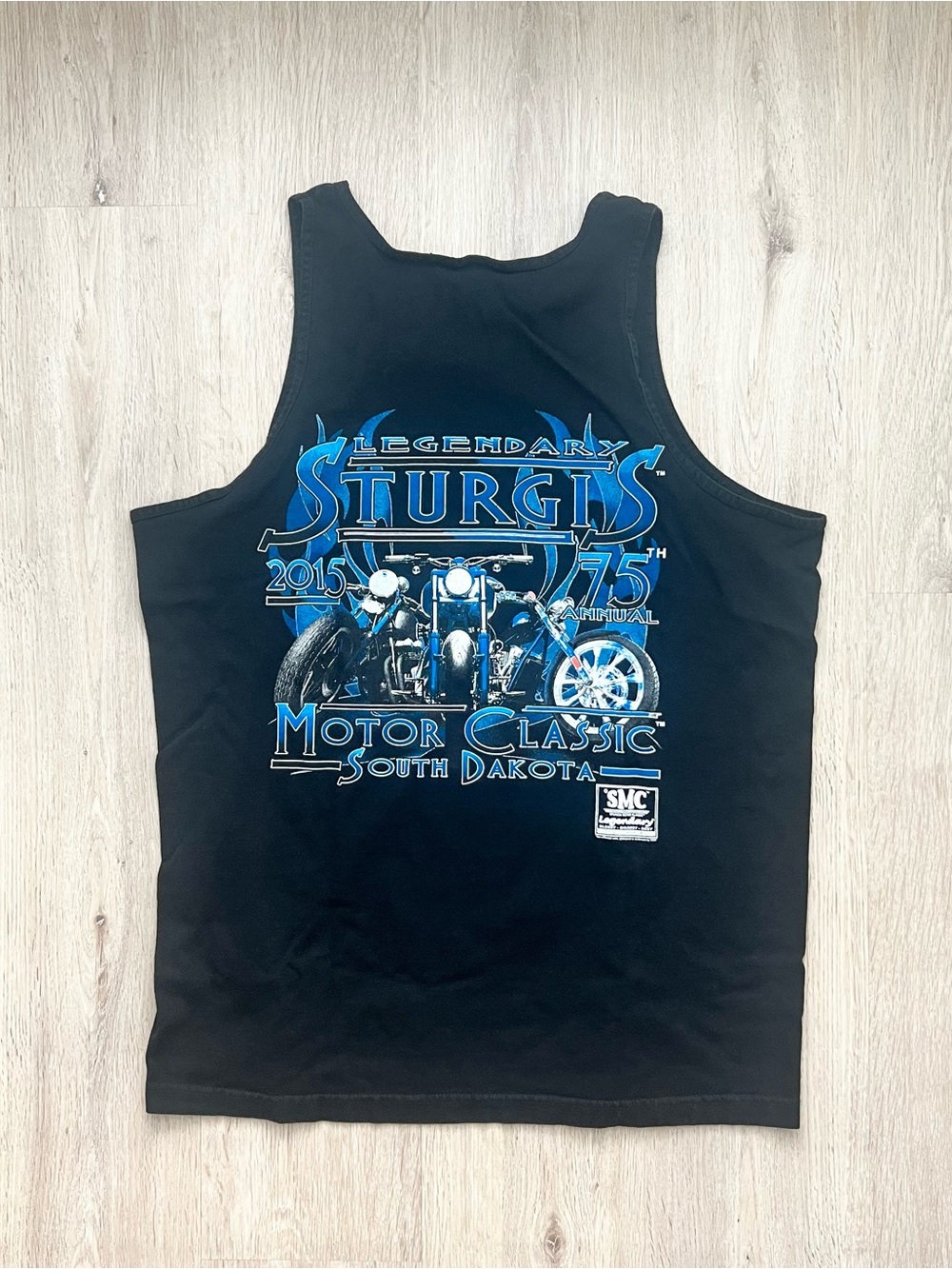 Vintage Sturgis Motorcycle Rally Tank Top Mens XL Black Blue South Dakota Y2K